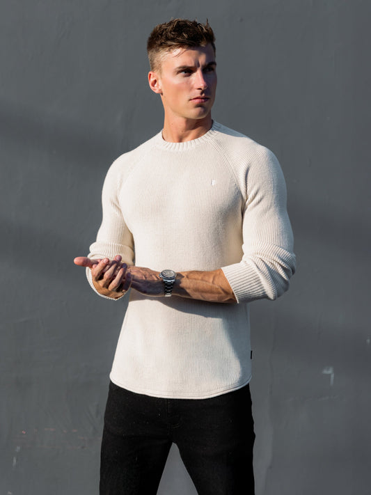 Men's Olton Anchor Knit Jumper - Chalk | SATRI