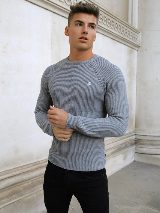 Men's Oxley Knit Jumper - Grey | SATRI