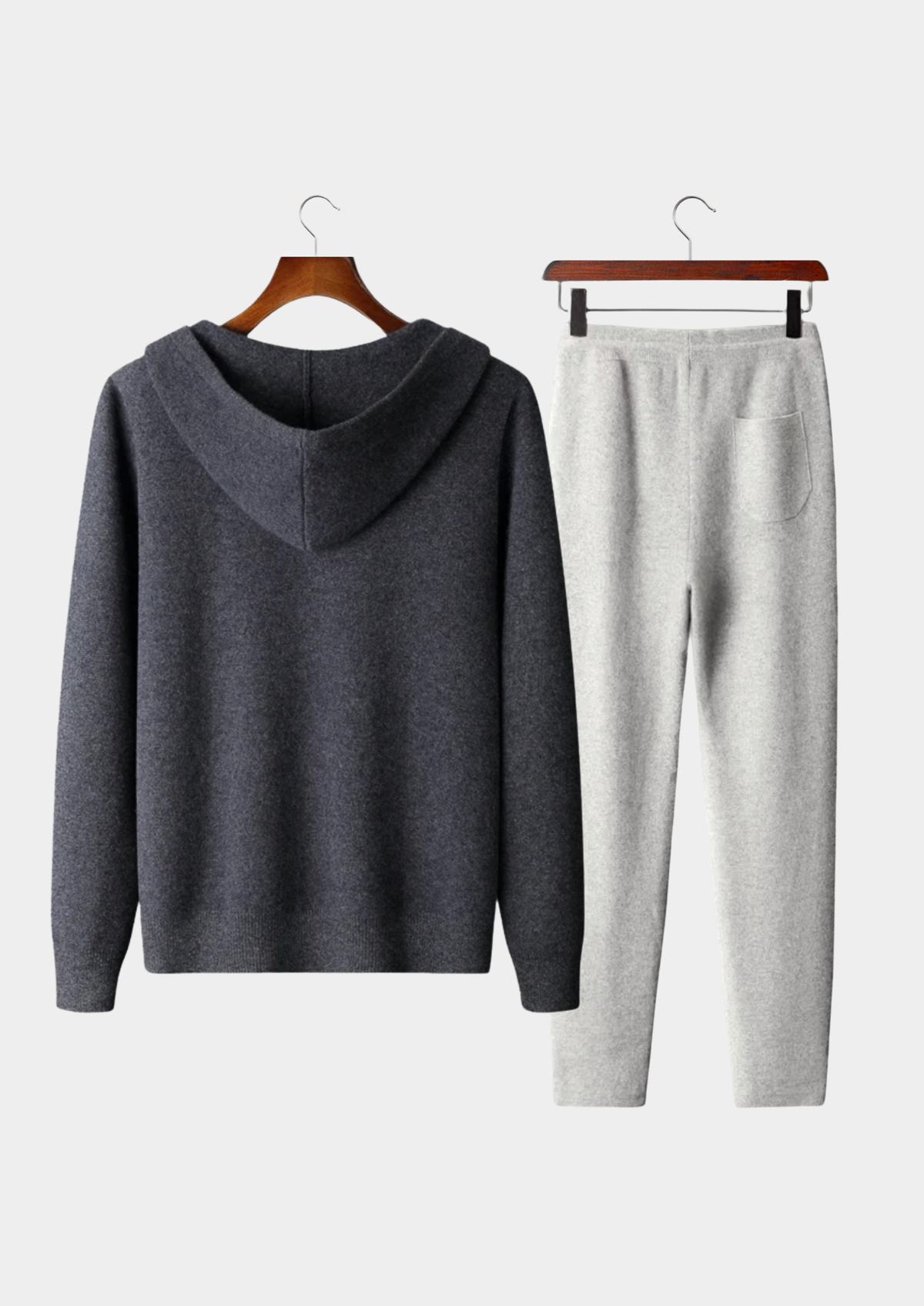 Cashmere Charcoal Zip Hoodie & Grey Trousers Set by SATRI & CO. – view 2