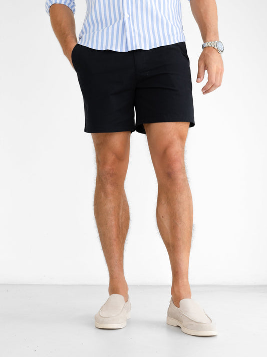 Men's Conrad Stretch Chino Shorts - Black | SATRI