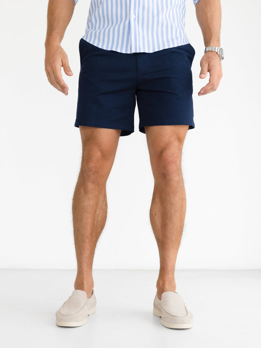 Men's Conrad Stretch Chino Shorts - Navy | SATRI