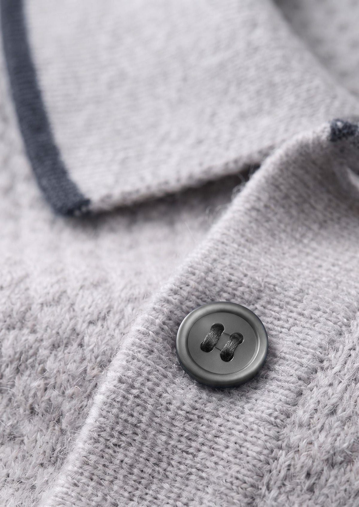 Premium Cashmere Pastel Grey Two-Tone Polo by SATRI & CO. – product view 4