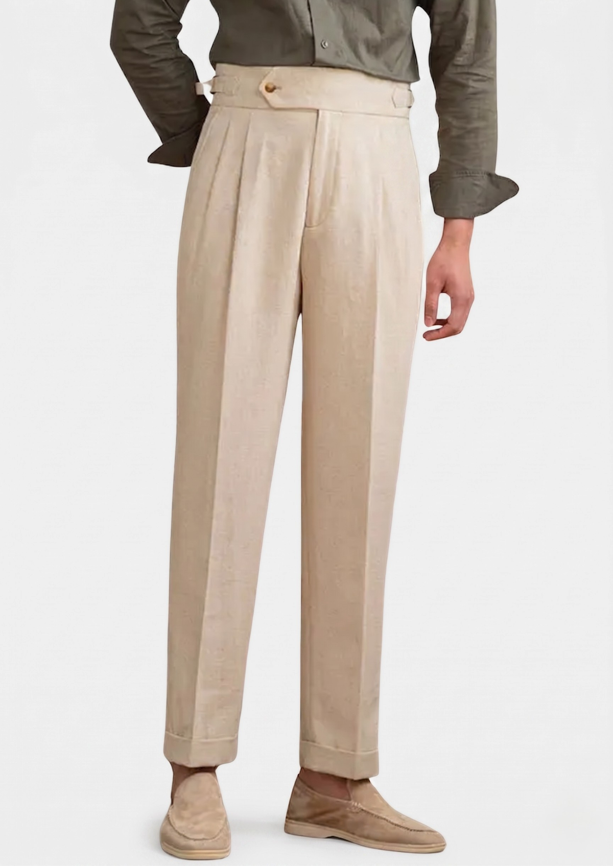 Napoli Pleated Coastal Trousers - Sand by SATRI & CO. – product view 1