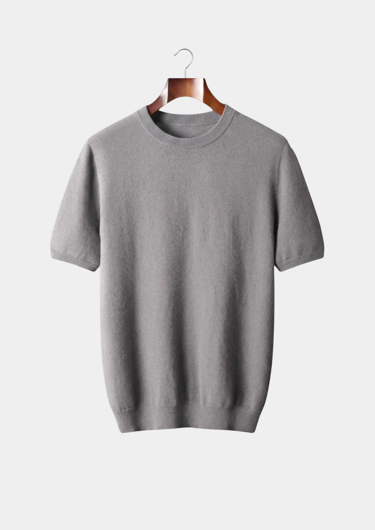 Premium Cashmere Classic Crew Neck T-Shirt - Ashen Truffle by SATRI & CO. – product view 1