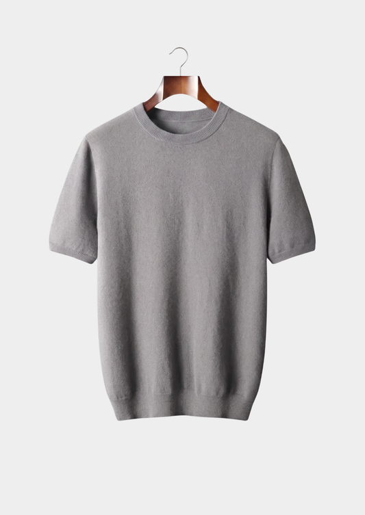 Premium Cashmere Classic Crew Neck T-Shirt - Ashen Truffle by SATRI & CO. – product view 1