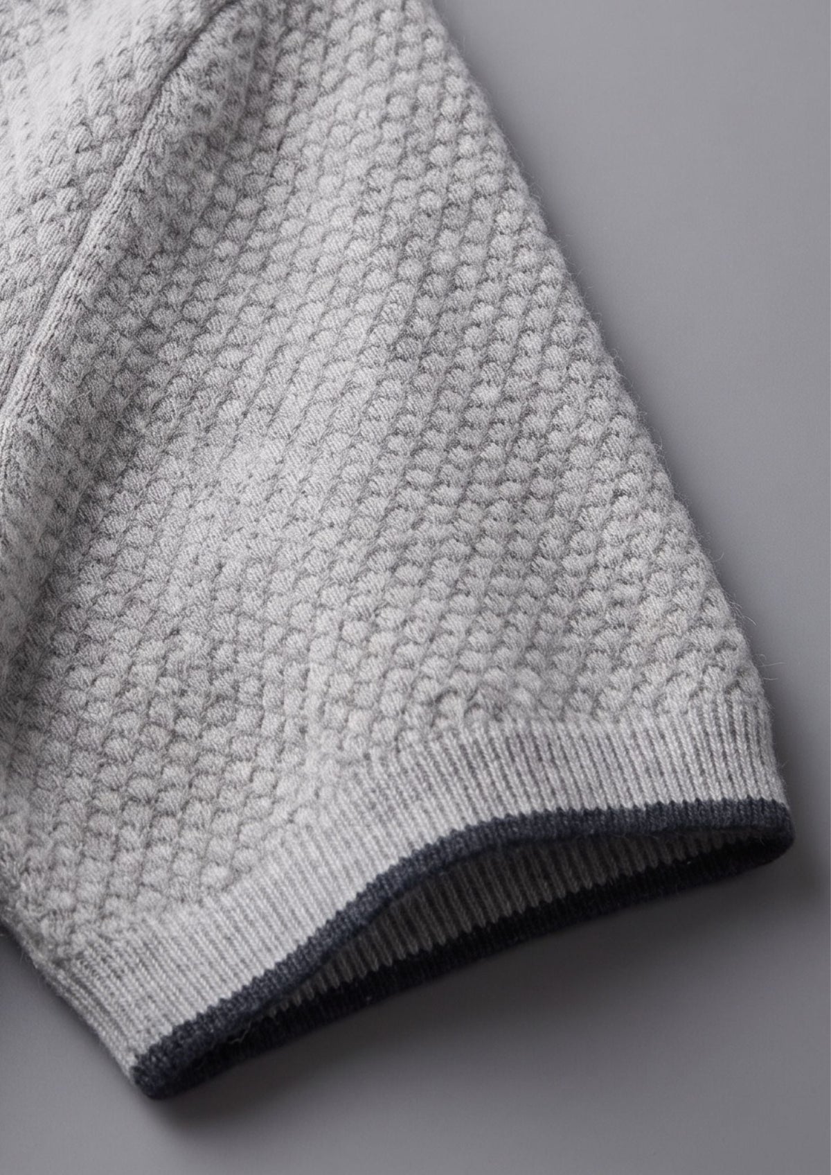 Premium Cashmere Pastel Grey Two-Tone Polo by SATRI & CO. – product view 3