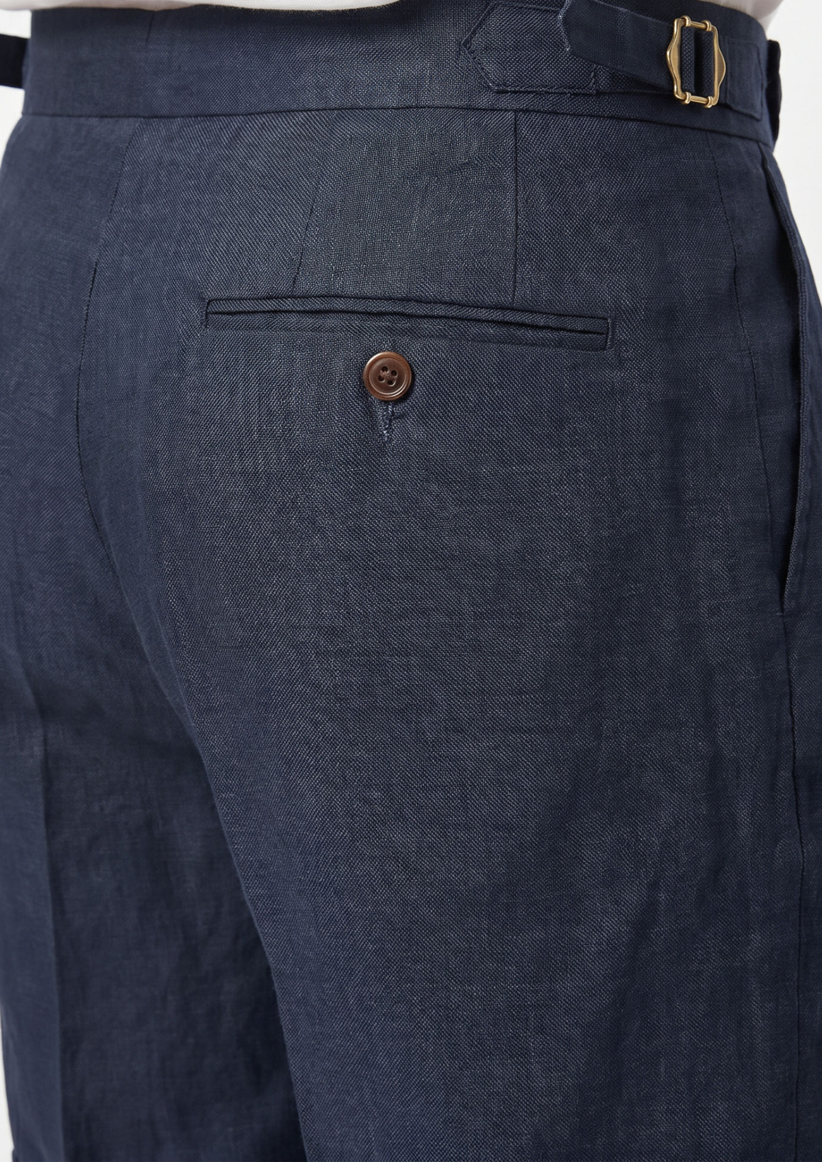 Navy Blue Pleated Linen Seaside Shorts by SATRI & CO. – product view 5