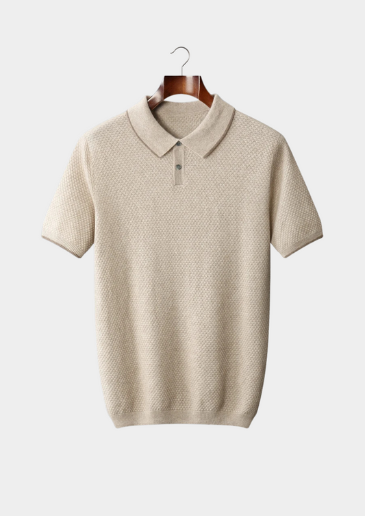 Premium Cashmere Ivory Two-Tone Polo by SATRI & CO. – product view 1