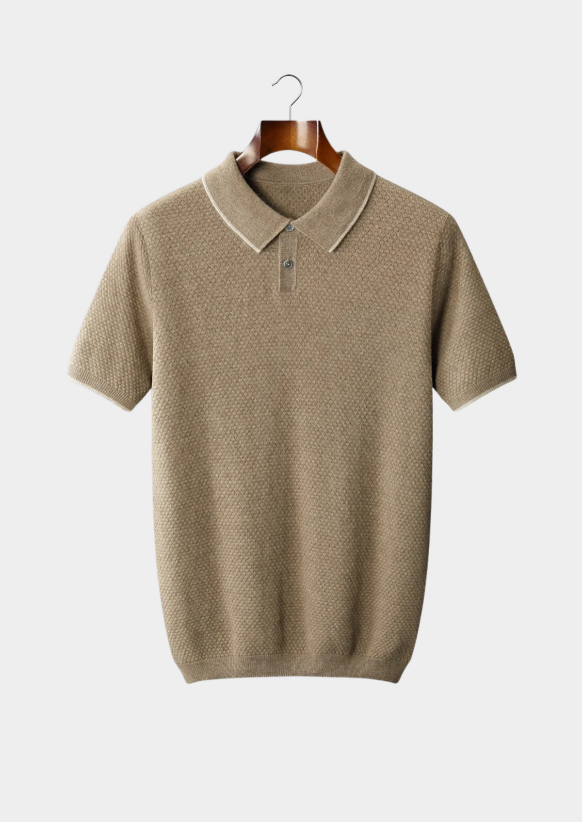 Premium Cashmere Beige Two-Tone Polo by SATRI & CO. – product view 1