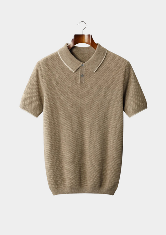 Premium Cashmere Beige Two-Tone Polo by SATRI & CO. – product view 1