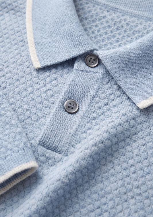Premium Cashmere Light Blue Two-Tone Polo by SATRI & CO. – product view 2