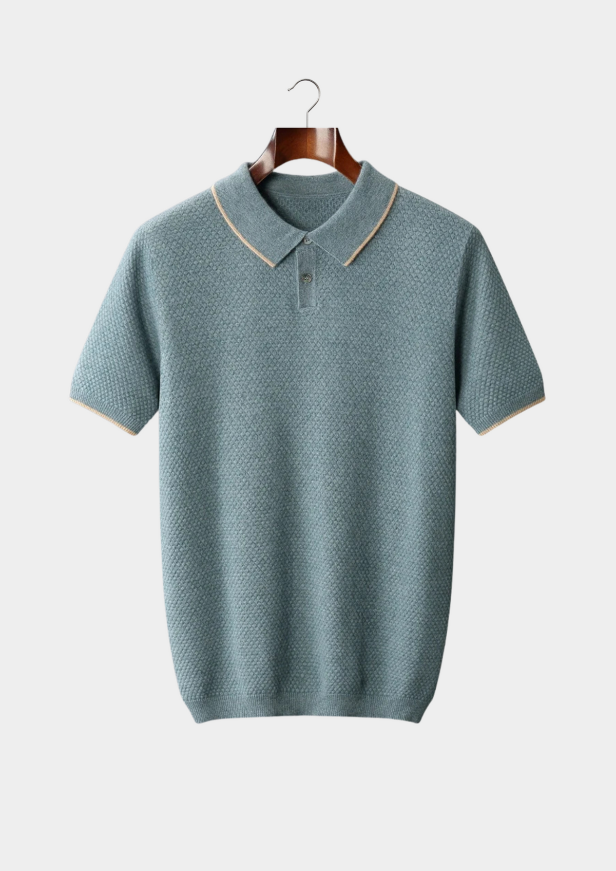 Premium Cashmere Sea Blue Two-Tone Polo by SATRI & CO. – product view 1