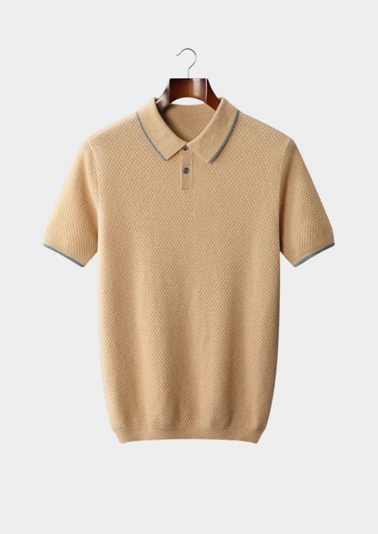 Premium Cashmere Mustard Two-Tone Polo by SATRI & CO. – product view 1