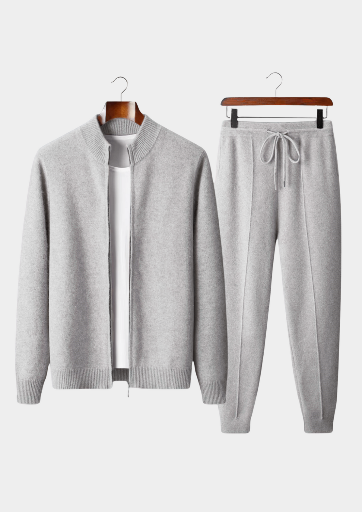 Pure Extra-Fine Merino Wool Light Grey Luzzo Set by SATRI & CO. – product view 1