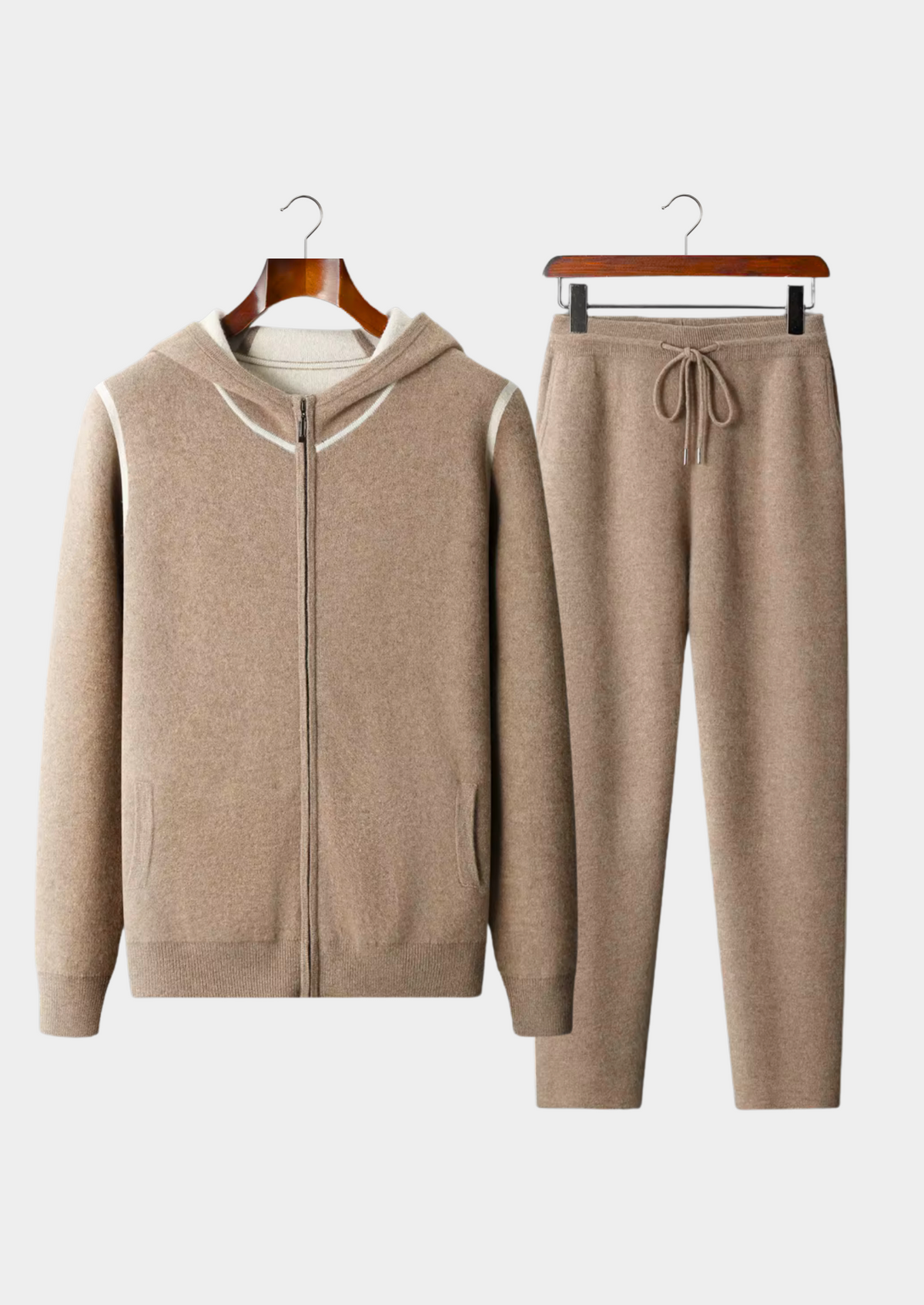 Premium Cashmere Beige Milano Leisure Set by SATRI & CO. – product view 1