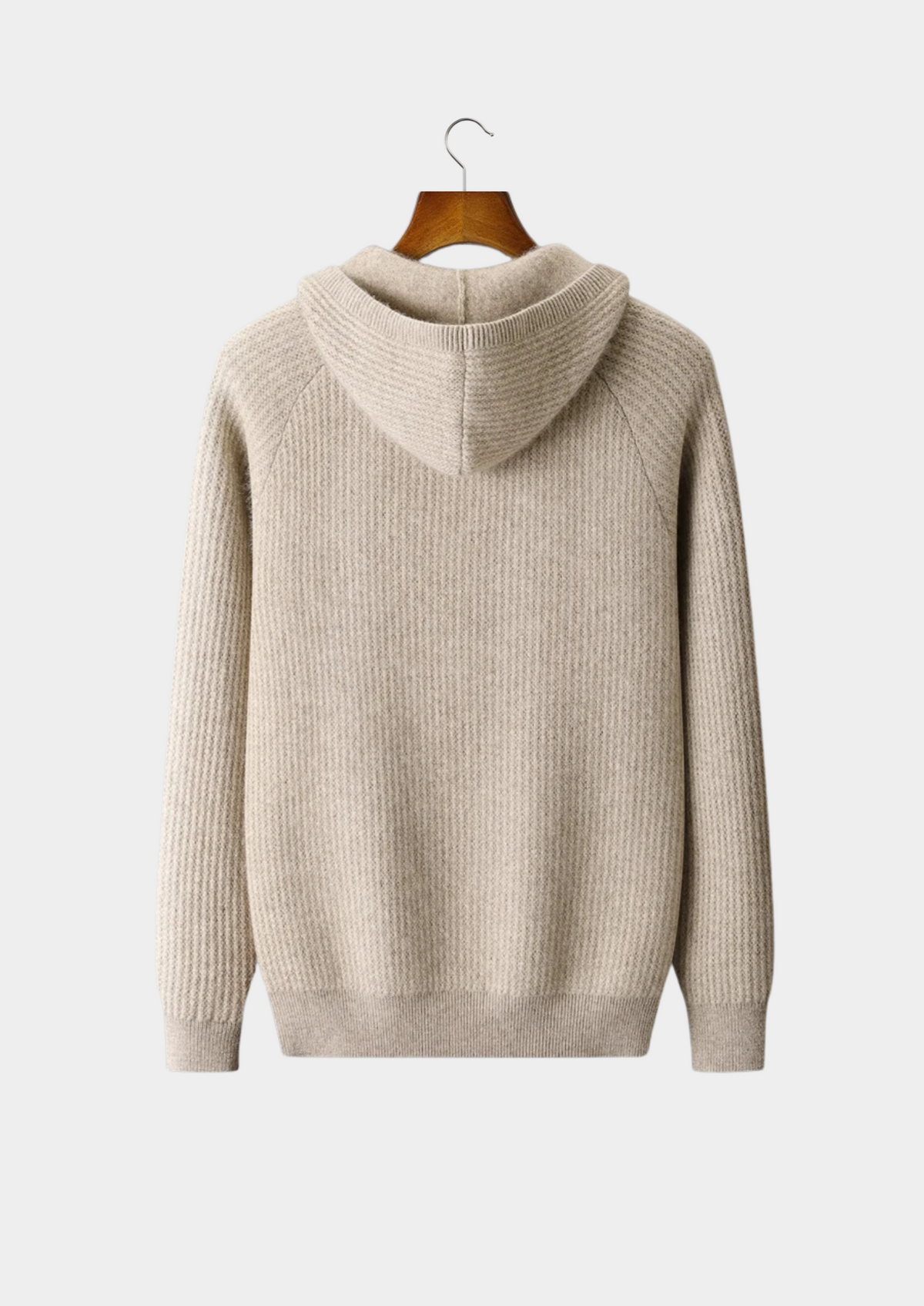 Pure Extra-Fine Merino Wool Ribbed Zipper Hoodie by SATRI & CO. – product view 2