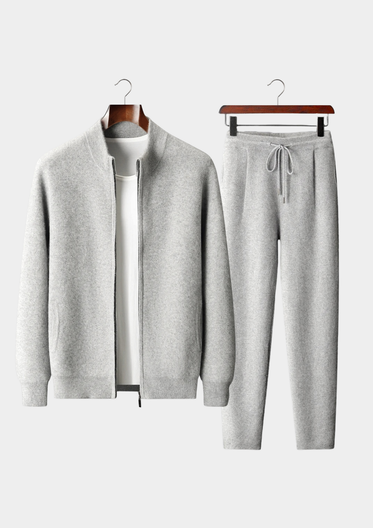 Premium Cashmere Light Grey Denis Leisure Set by SATRI & CO. – product view 1