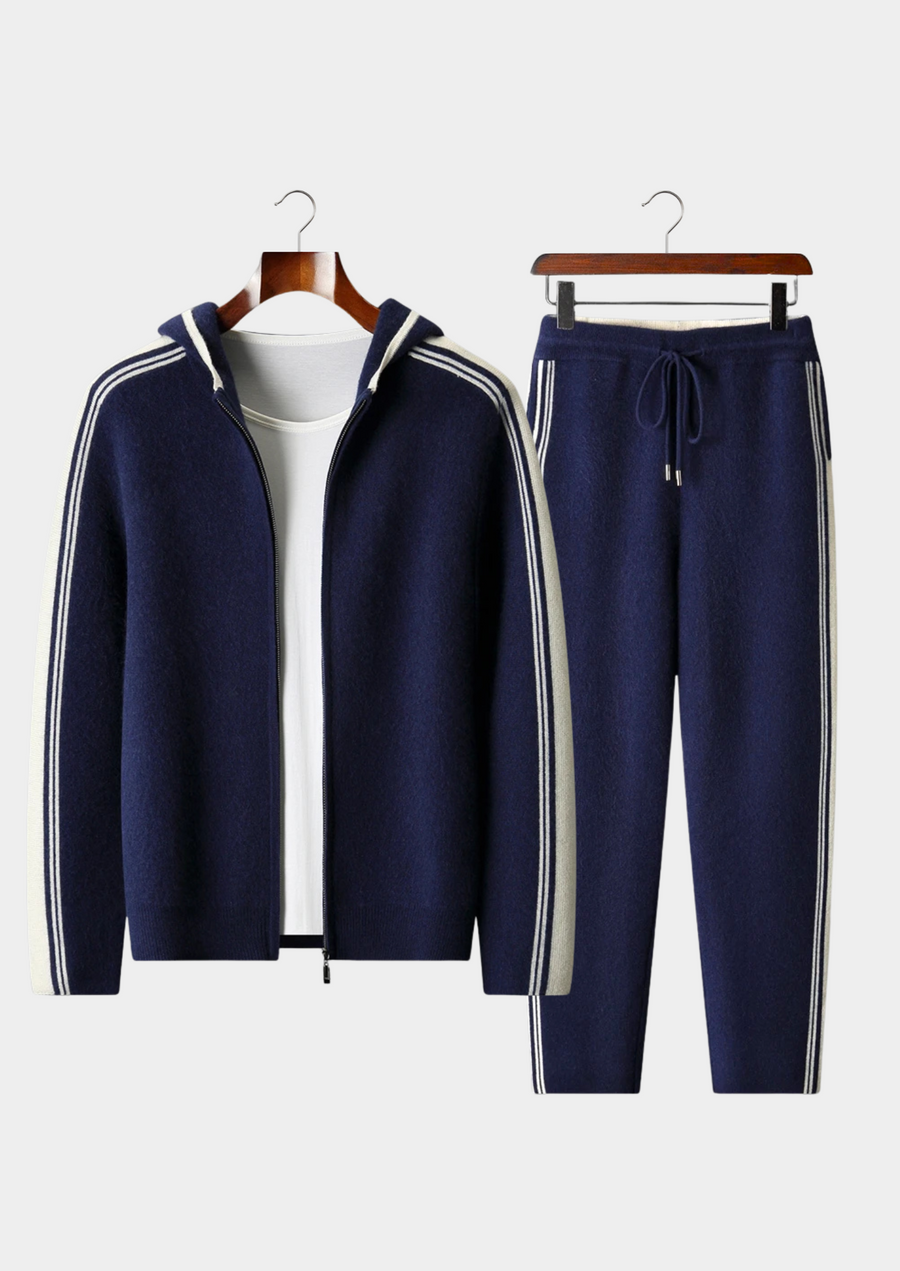 Pure Extra-Fine Merino Wool Navy Blue Damien Set by SATRI & CO. – product view 1
