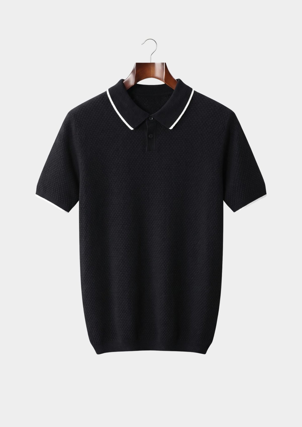Premium Cashmere Black Two-Tone Polo by SATRI & CO. – product view 1