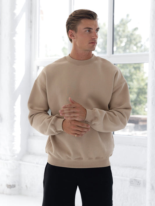 Men's Basic Relaxed Jumper - Light Tan | SATRI