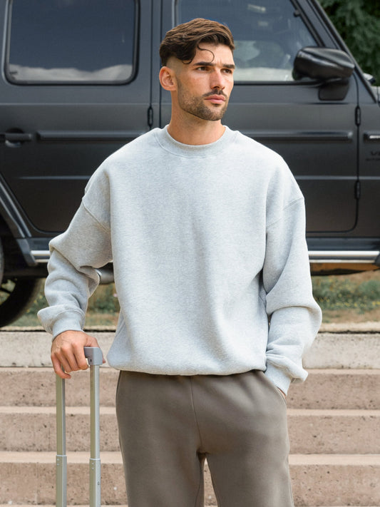 Men's Basic Relaxed Jumper - Marl Grey | SATRI