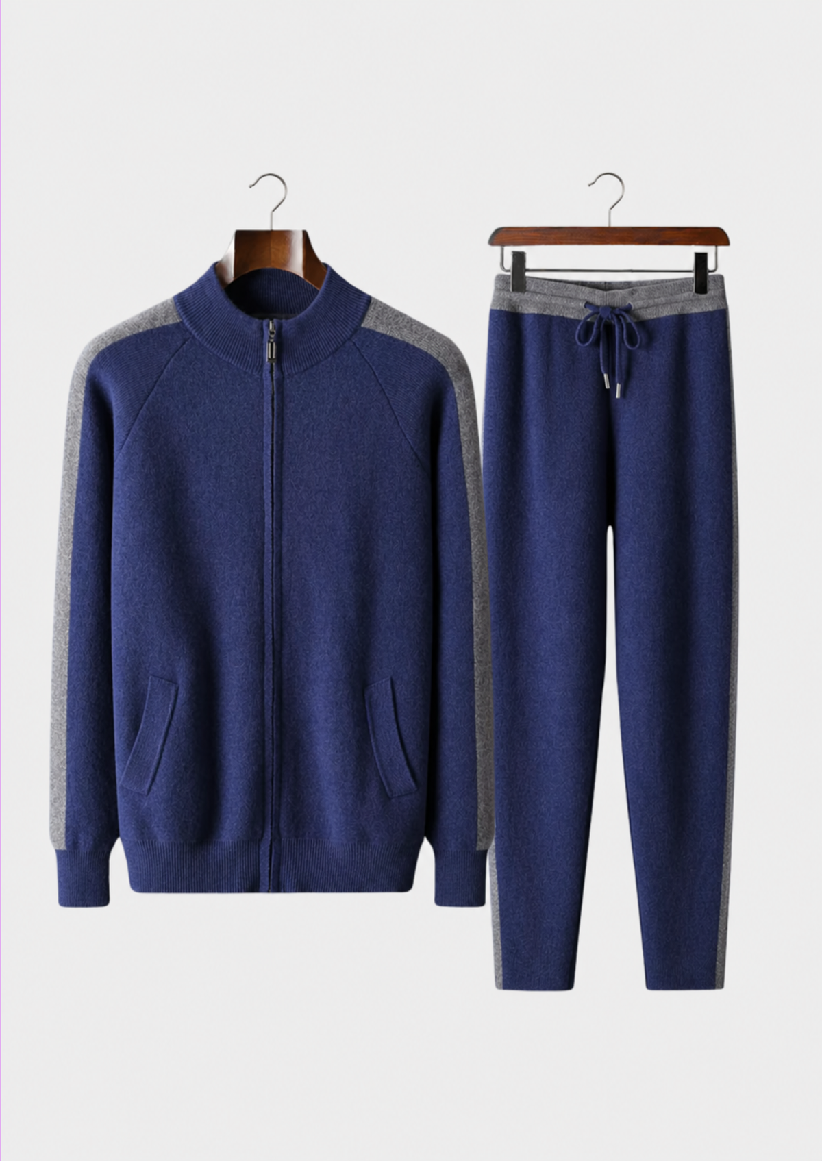 Premium Cashmere Navy Blue Torino Leisure Set by SATRI & CO. – product view 1
