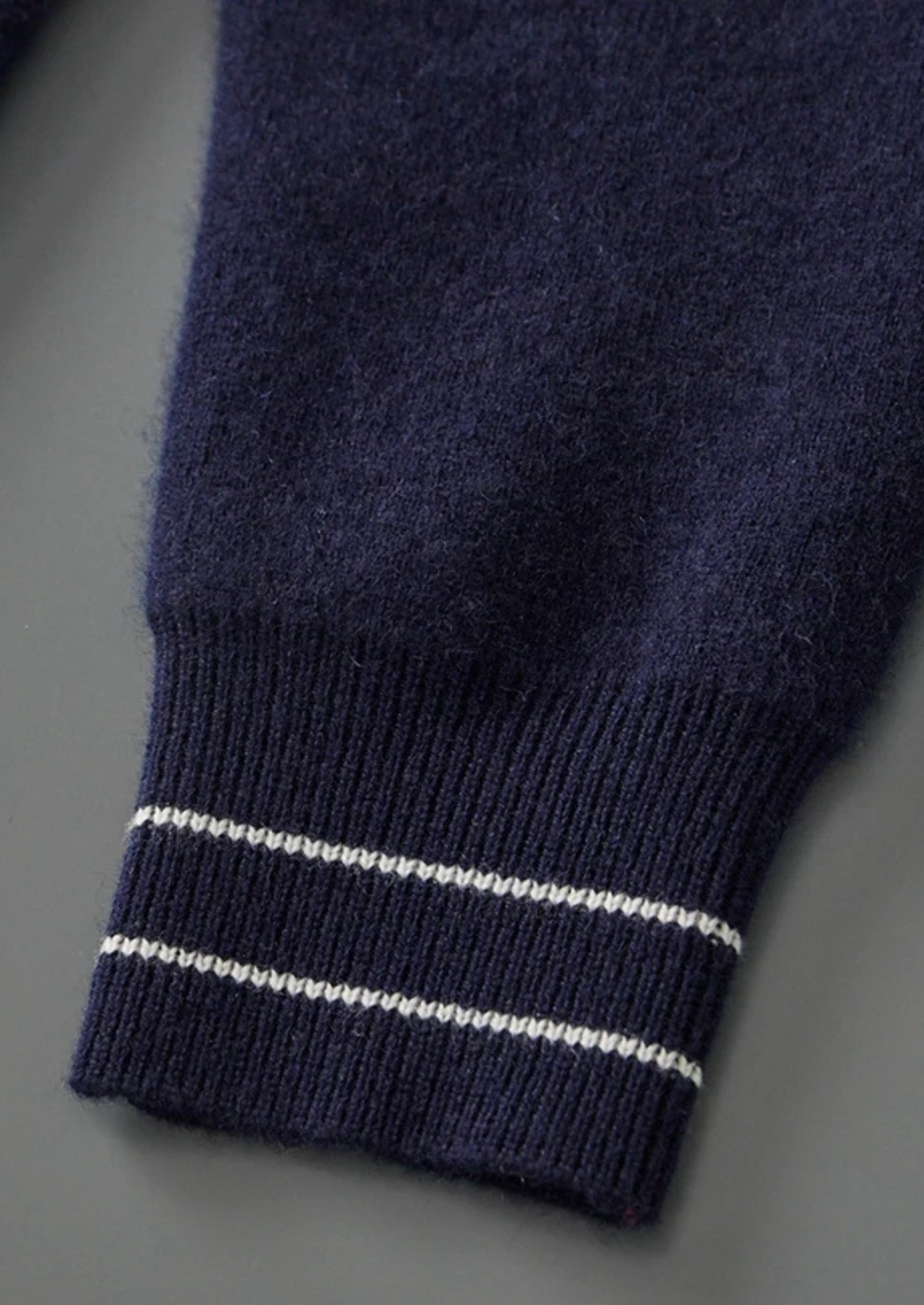 Pure Extra-Fine Merino Wool Two-Tone Polo Cardigan by SATRI & CO. – product view 6