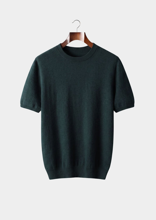 Premium Cashmere Classic Crew Neck T-Shirt - Sea Green by SATRI & CO. – product view 1