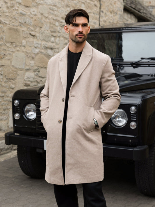 Men's Knightsbridge Tailored Coat - Beige | SATRI
