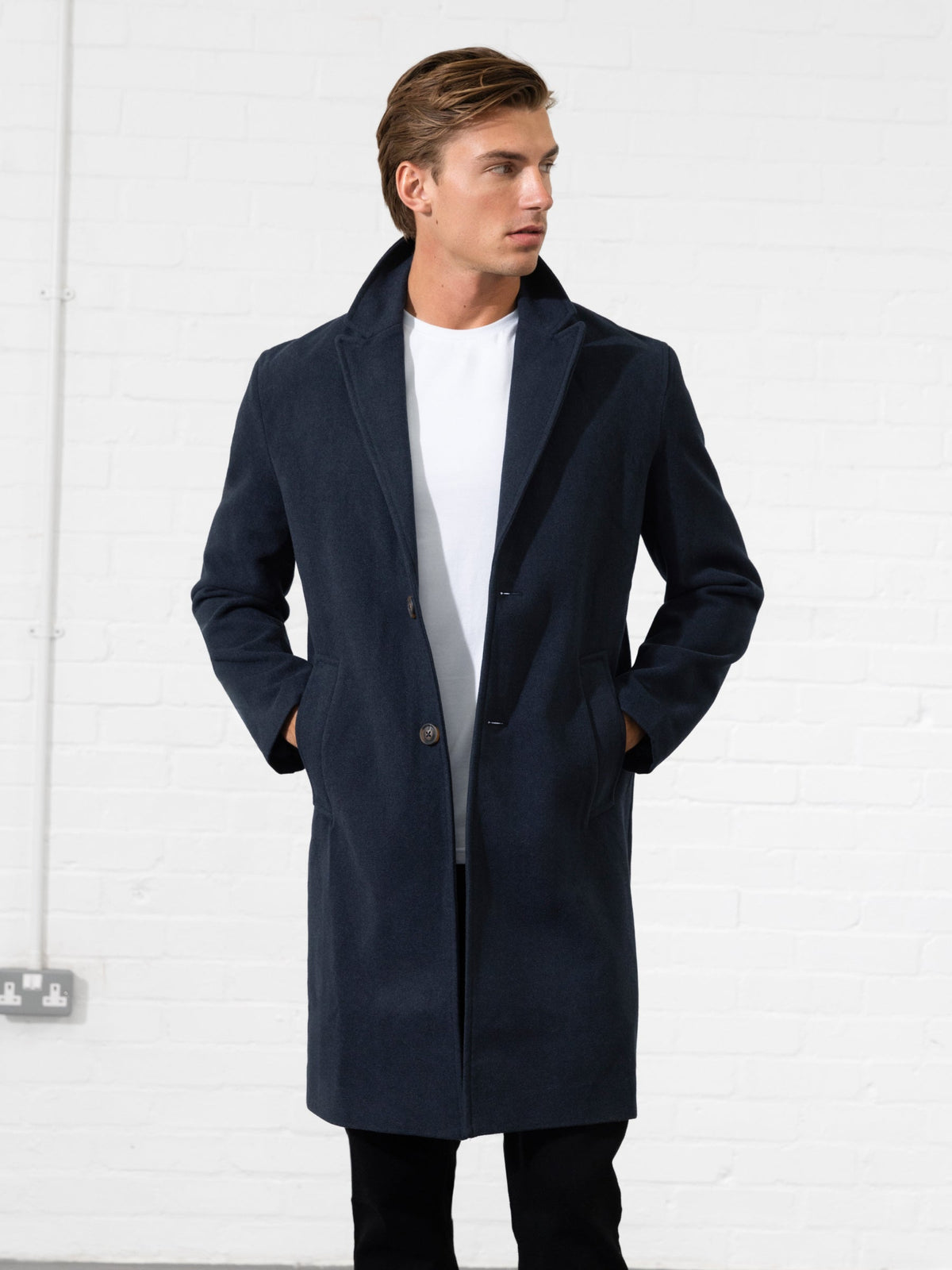 Men's Knightsbridge Tailored Coat - Navy | SATRI