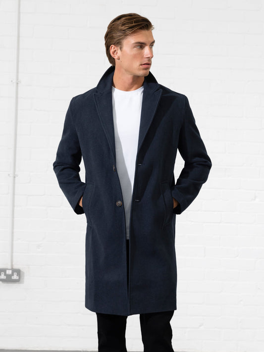 Men's Knightsbridge Tailored Coat - Navy | SATRI
