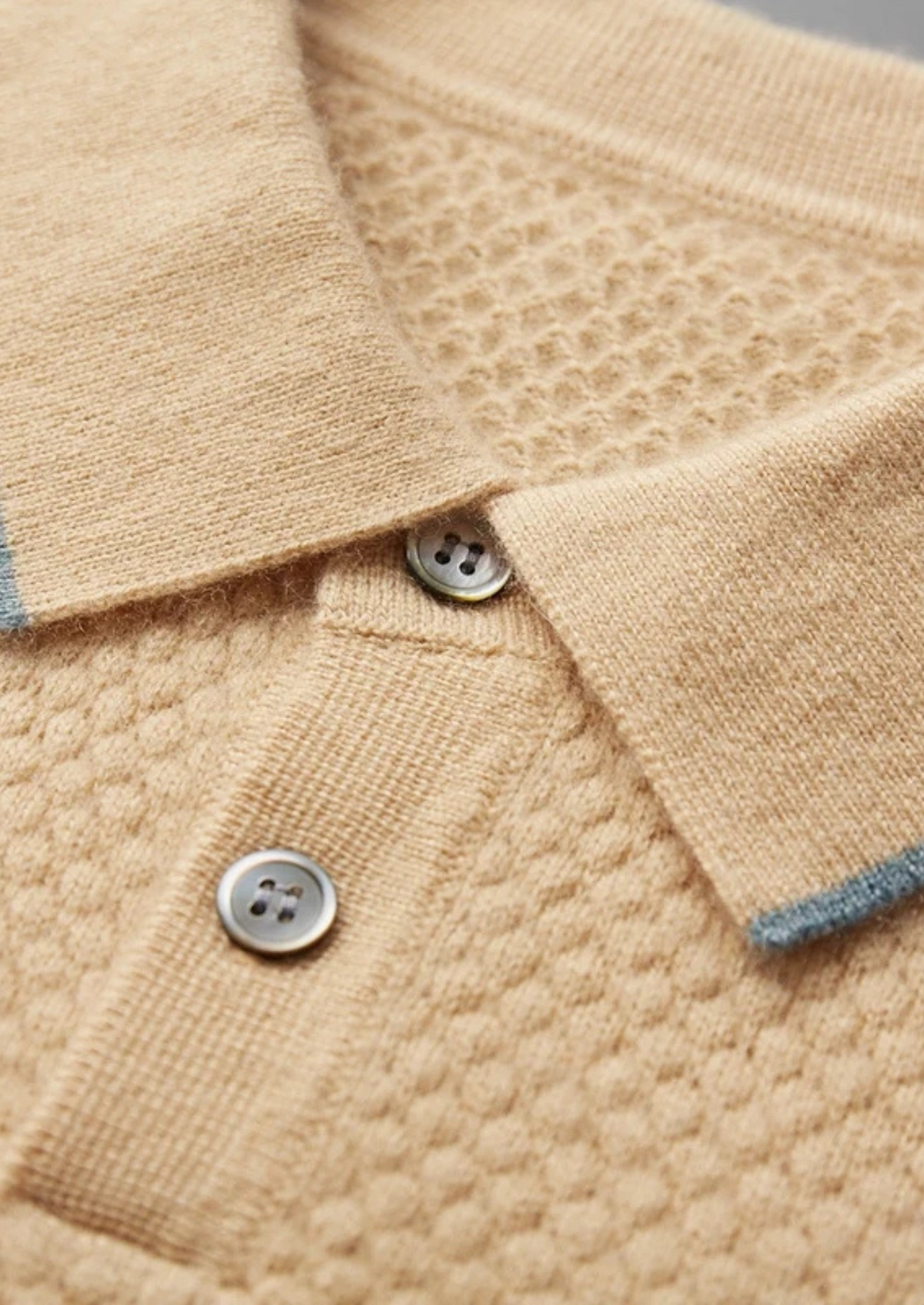 Premium Cashmere Mustard Two-Tone Polo by SATRI & CO. – product view 2