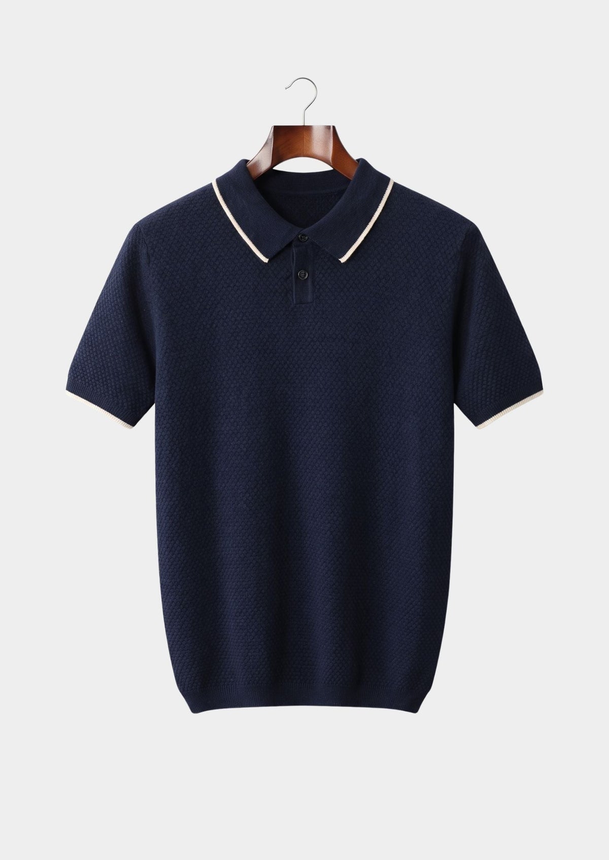 Premium Cashmere Navy Blue Two-Tone Polo