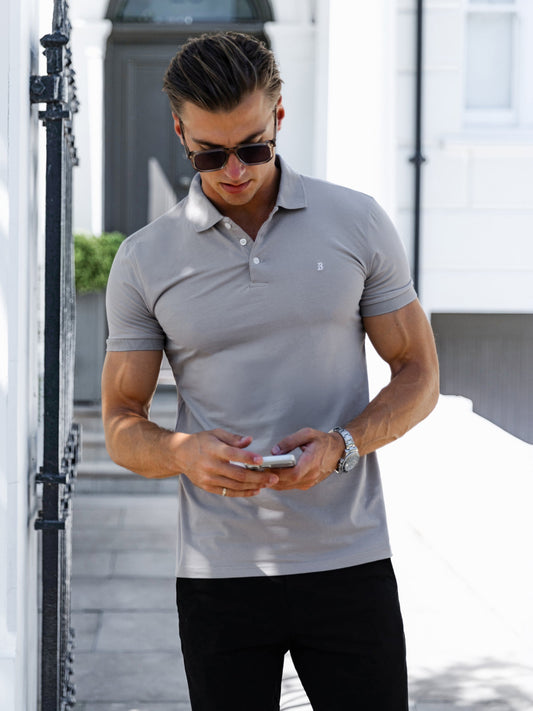 Men's Conrad Polo Shirt - Stone Grey | SATRI