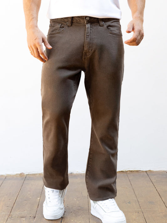 Men's Vol.15 Loose Fitting Jeans - Brown | SATRI