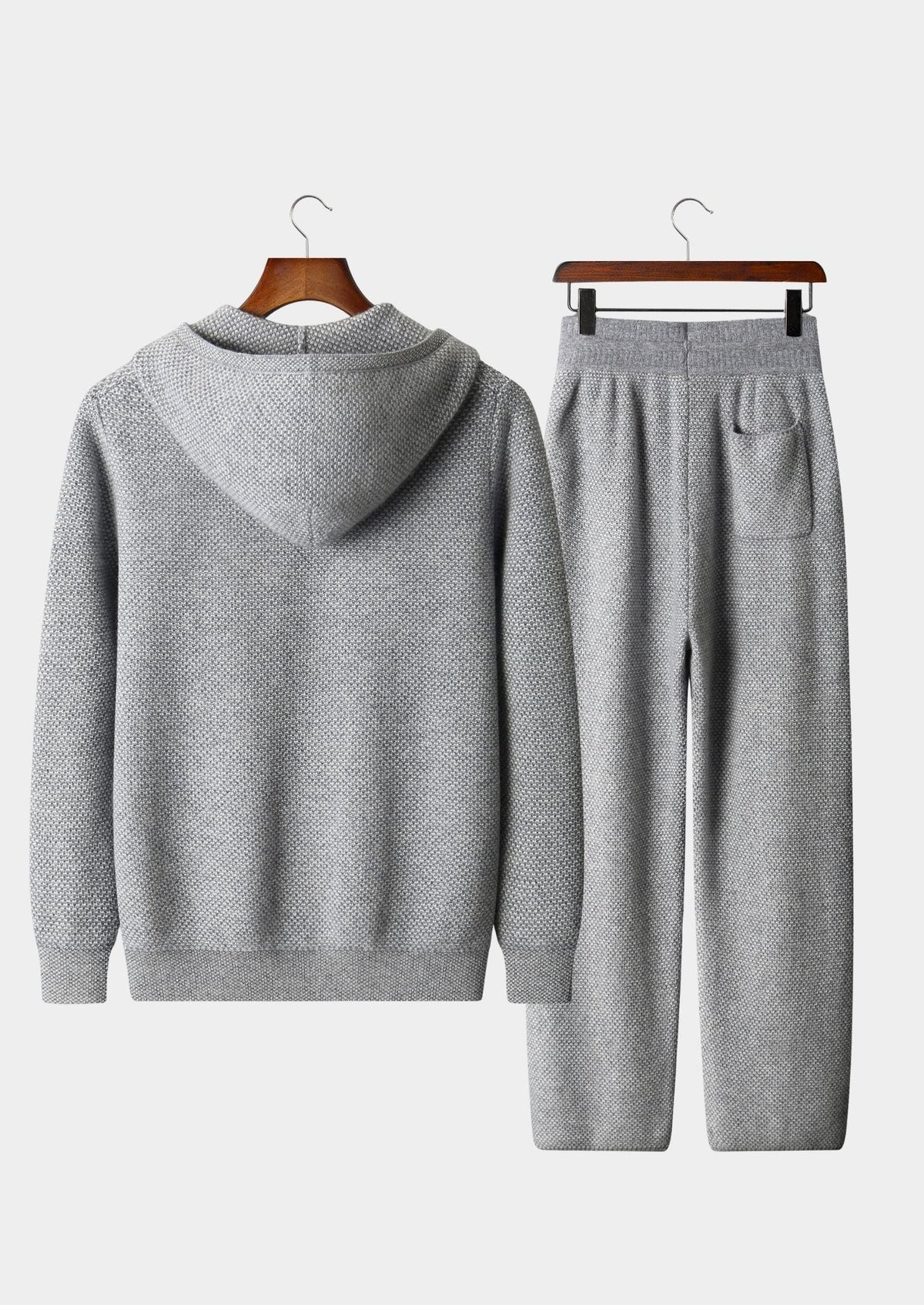 Pure Extra-Fine Merino Wool Light Grey Jacquard Set by SATRI & CO. – product view 2