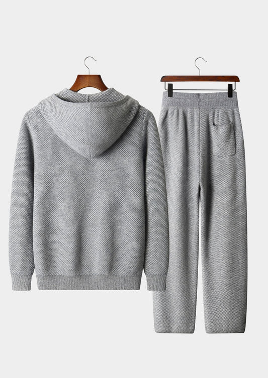 Pure Extra-Fine Merino Wool Light Grey Jacquard Set by SATRI & CO. – product view 2