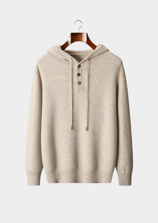 Pure Extra-Fine Merino Wool Button Hoodie by SATRI & CO. – product view 1