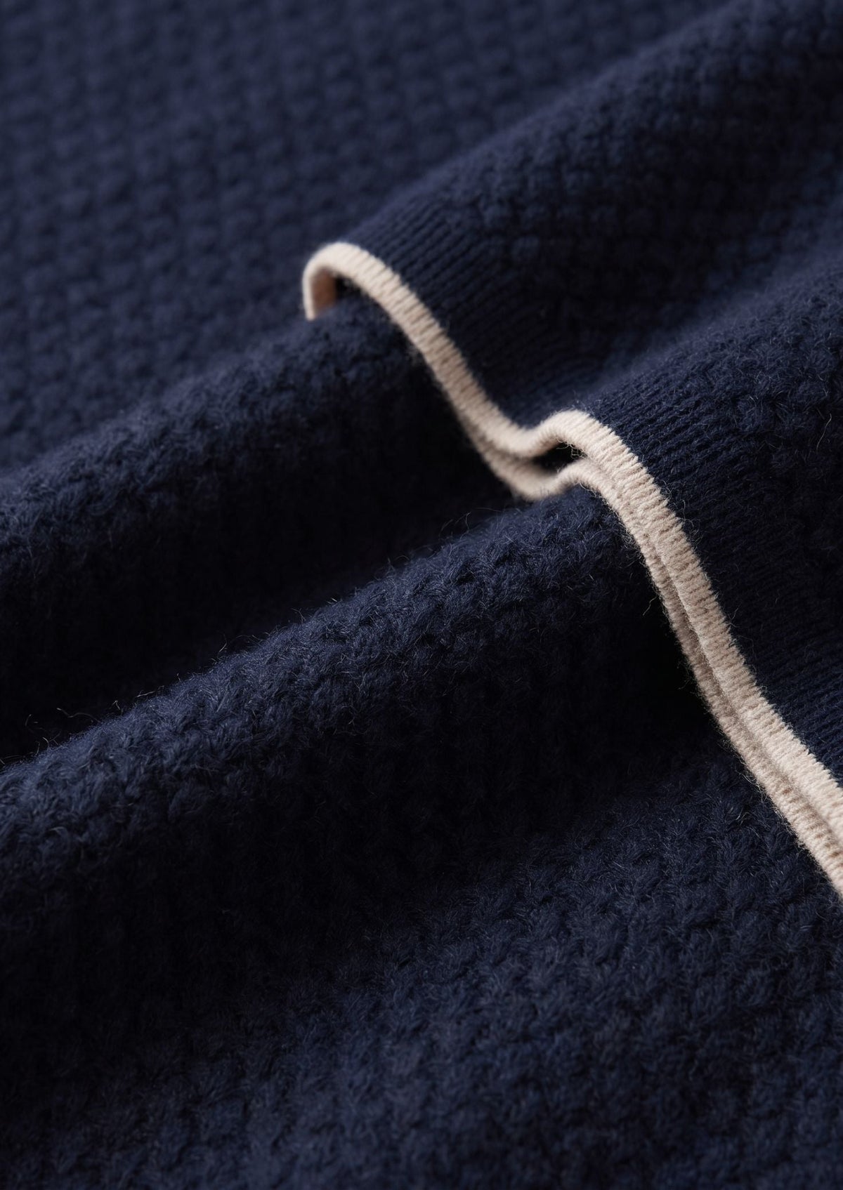 Premium Cashmere Navy Blue Two-Tone Polo by SATRI & CO. – product view 3