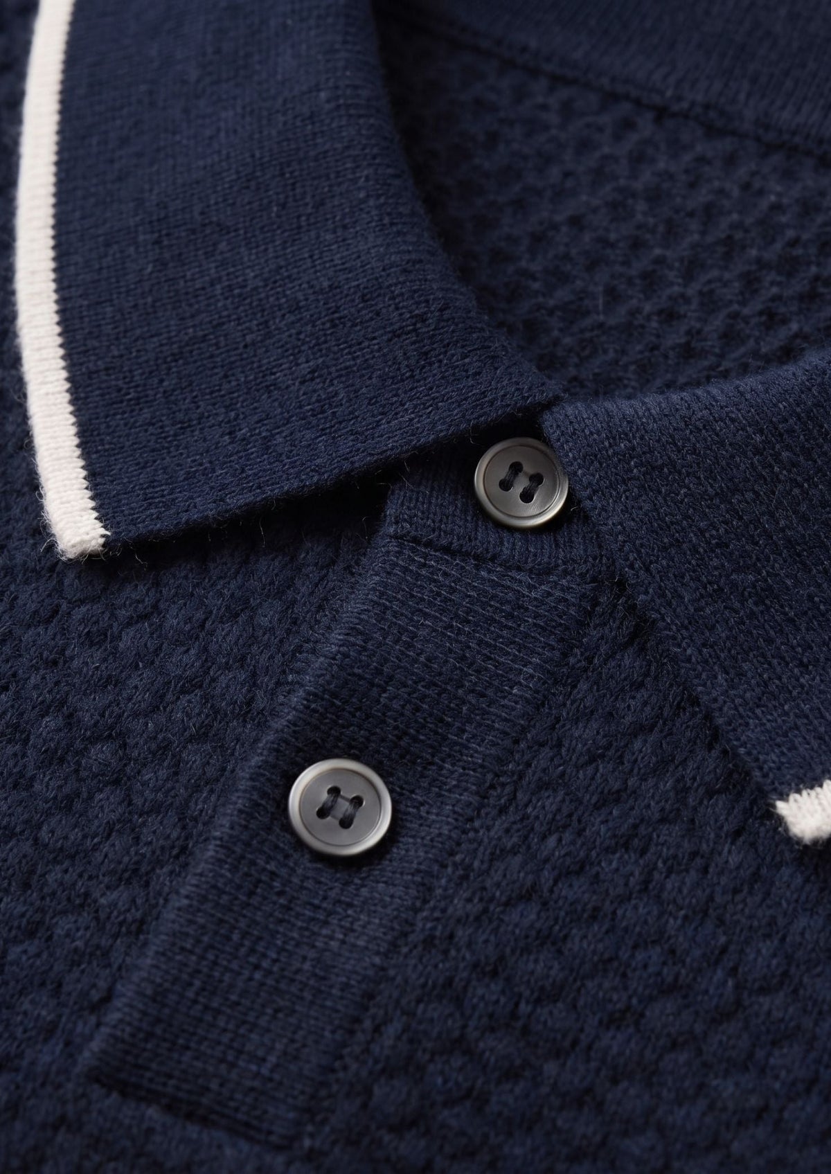 Premium Cashmere Navy Blue Two-Tone Polo by SATRI & CO. – product view 2
