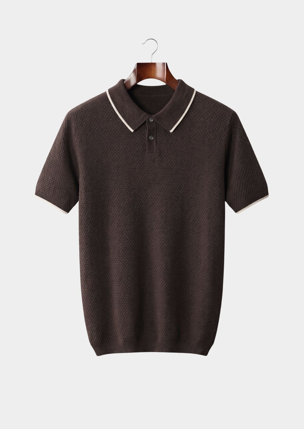 Premium Cashmere Dark Brown Two-Tone Polo by SATRI & CO. – product view 1