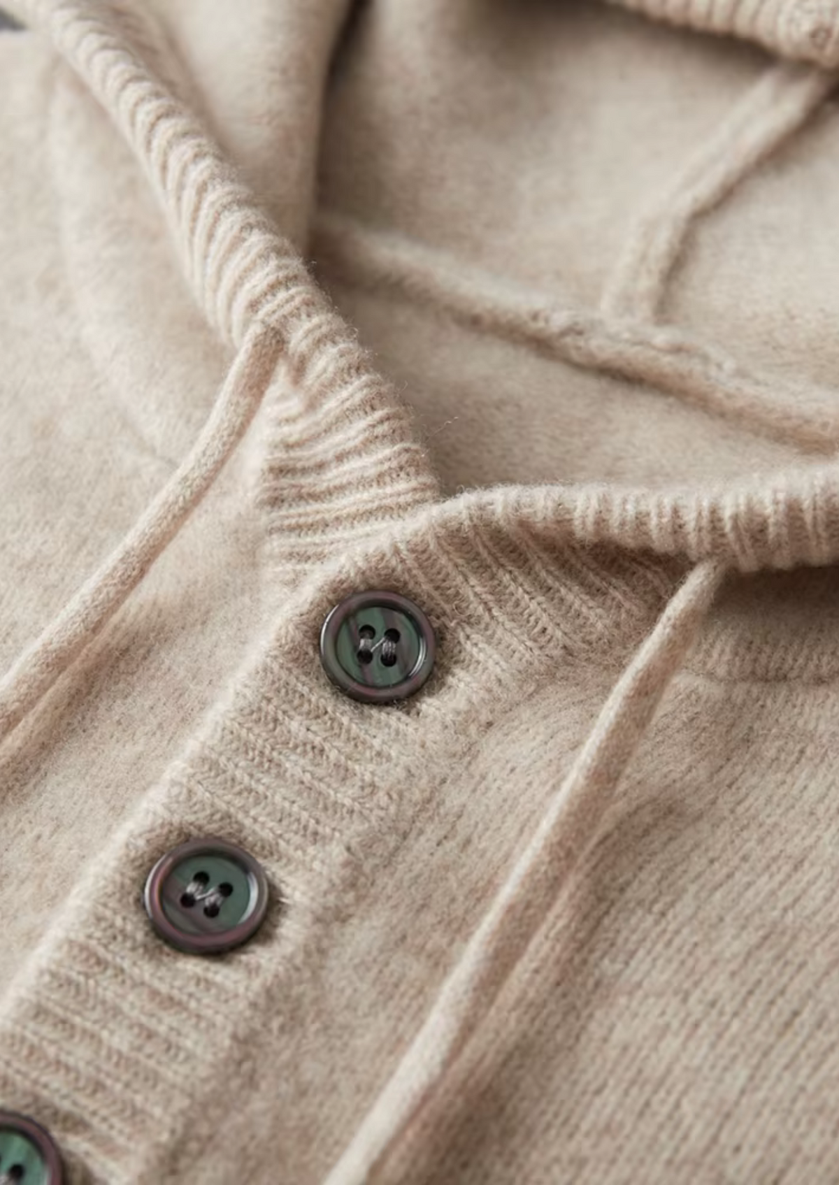 Pure Extra-Fine Merino Wool Button Hoodie by SATRI & CO. – product view 4