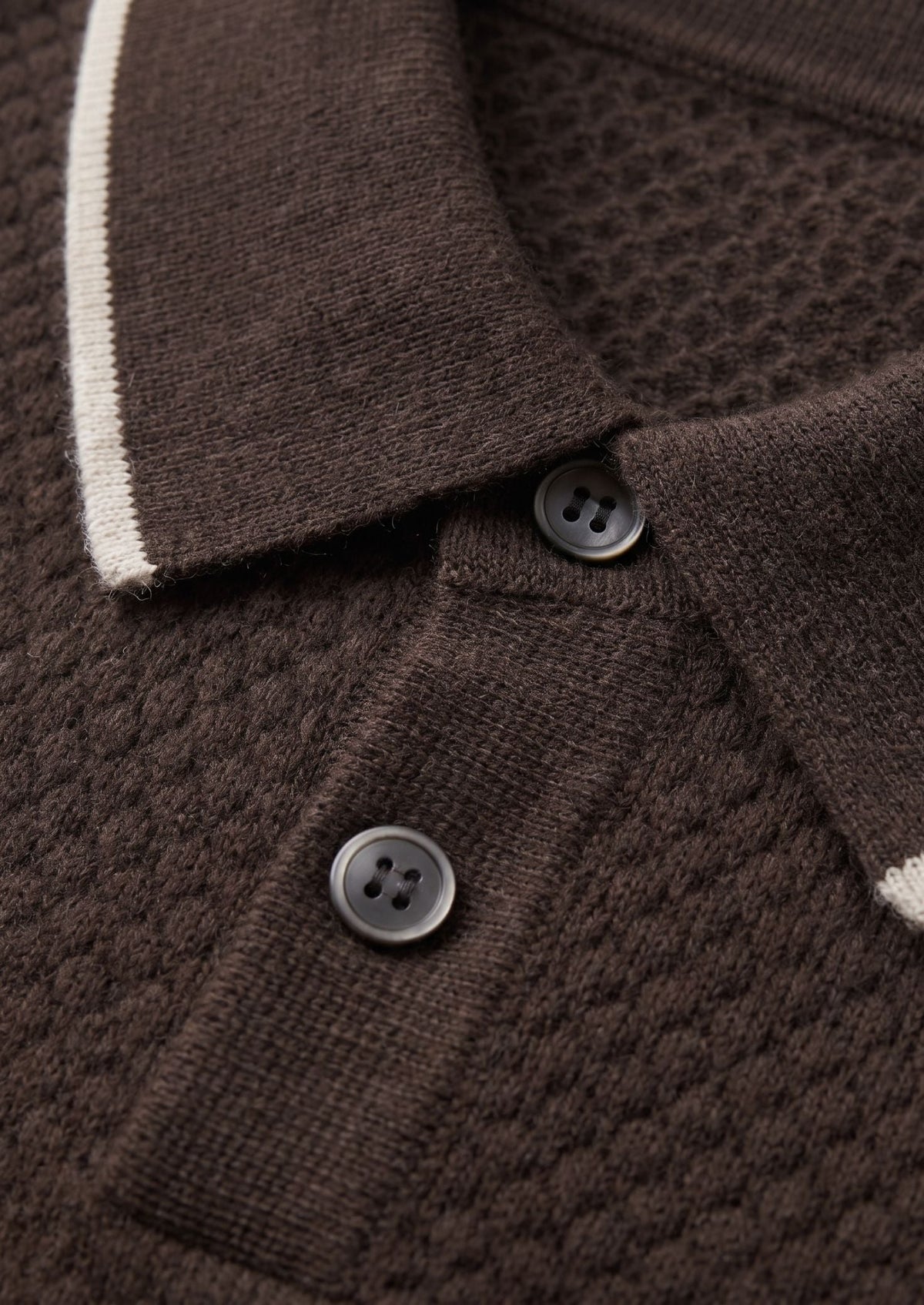 Premium Cashmere Dark Brown Two-Tone Polo by SATRI & CO. – product view 4