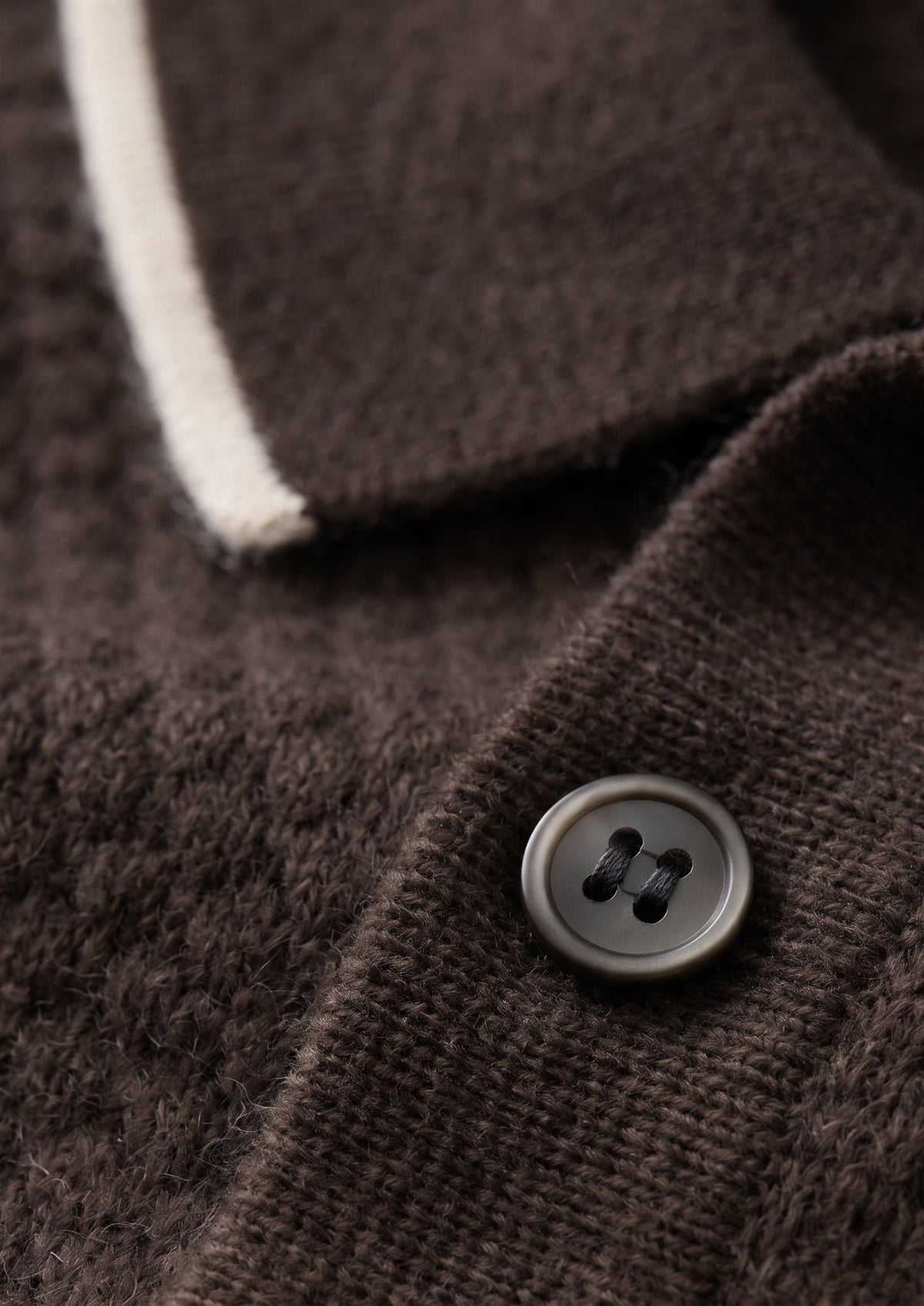 Premium Cashmere Dark Brown Two-Tone Polo by SATRI & CO. – product view 3