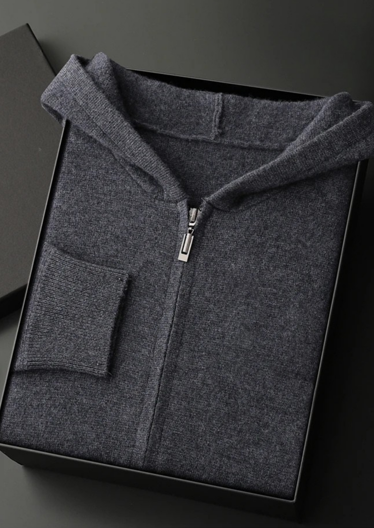 Cashmere Charcoal Zip Hoodie & Grey Trousers Set by SATRI & CO. – view 3