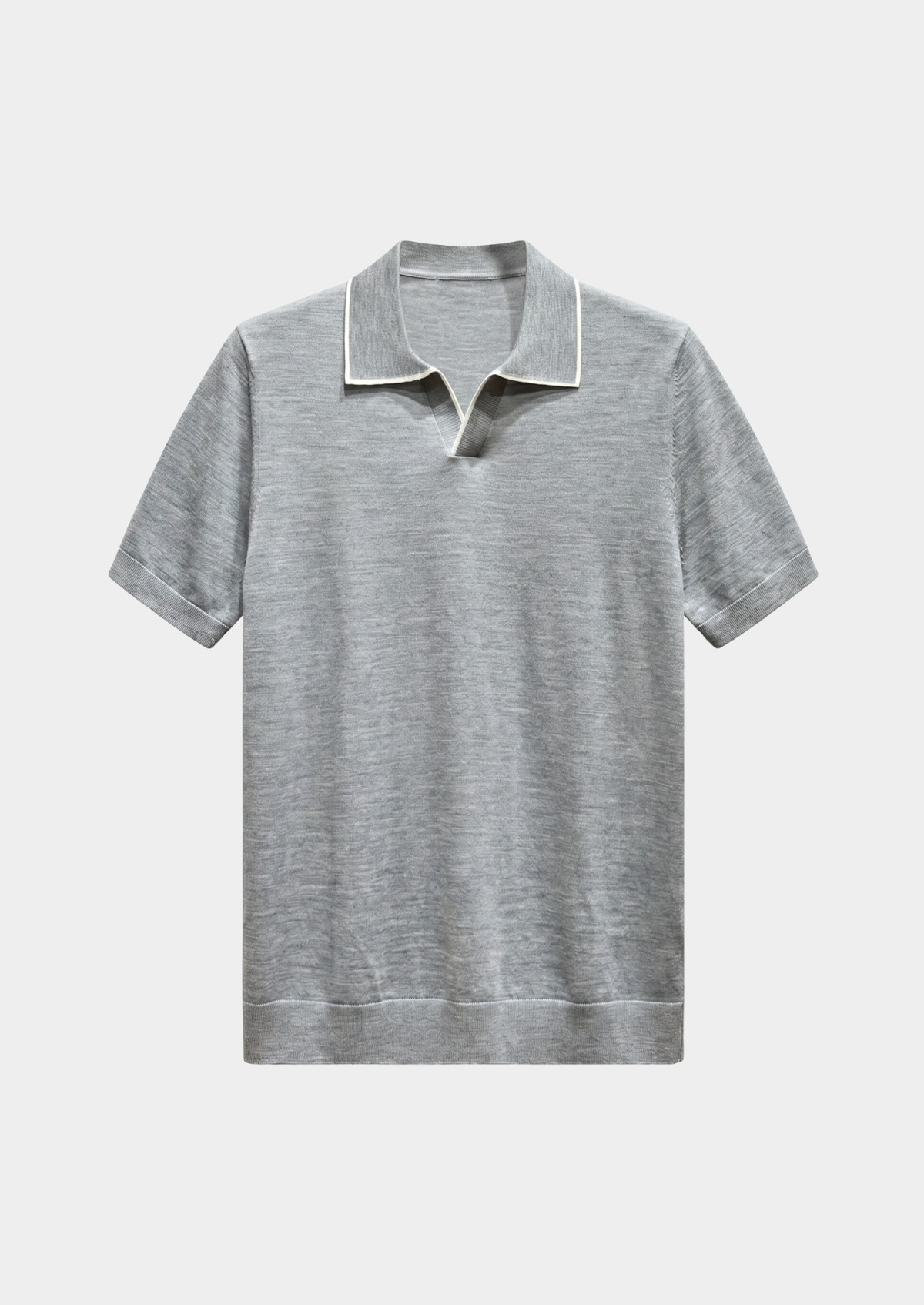 Ellis Light Grey Lightweight Polo Shirt by SATRI & CO. – product view 1
