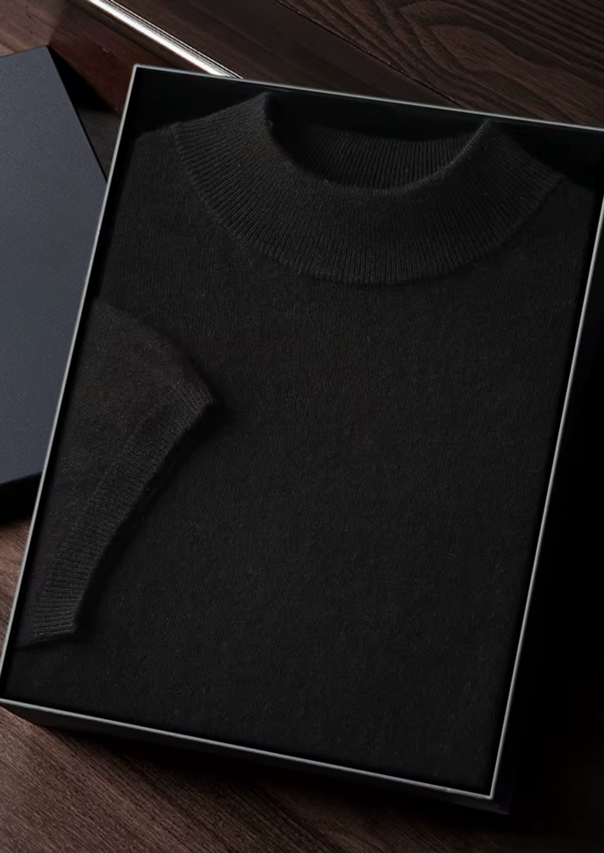 Premium Cashmere Mock Neck T-Shirt by SATRI & CO. – product view 36