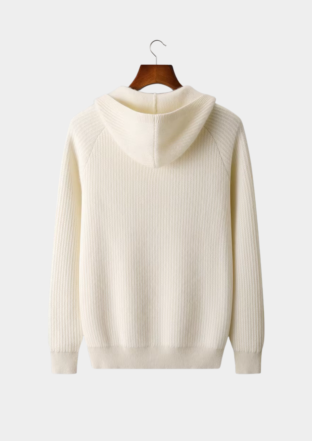 Pure Extra-Fine Merino Wool Ribbed Zipper Hoodie by SATRI & CO. – product view 9