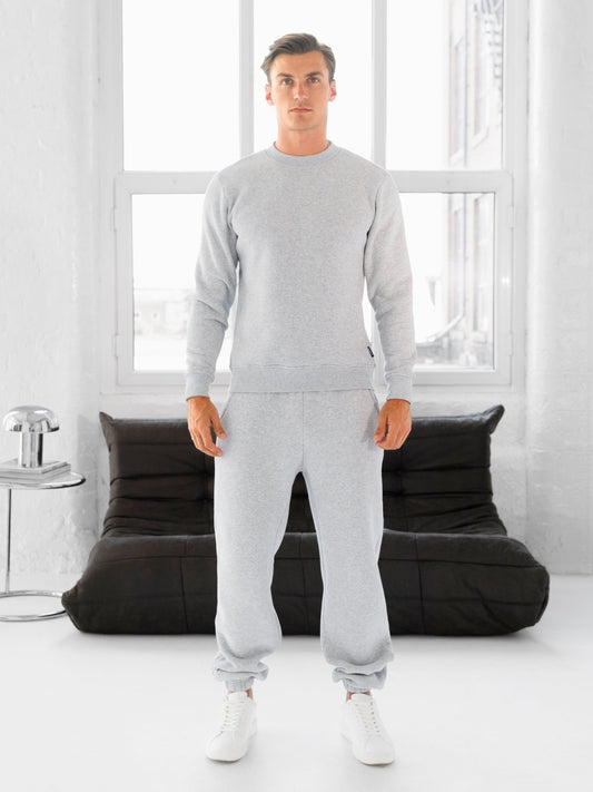 Basic Regular Fit Jumper - Marl Grey