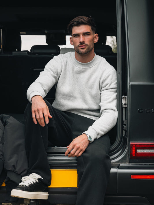Men's Basic Regular Fit Jumper - Marl Grey | SATRI